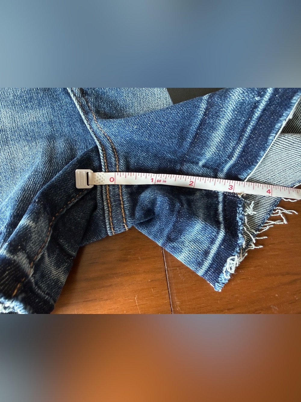 Risen by W.O. Denim Dark Blue Washed Cutoff Jean Shorts - Picture 11 of 14